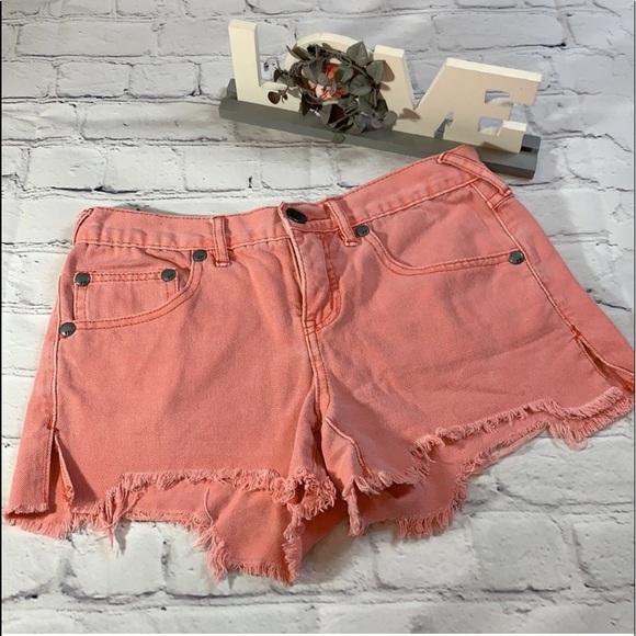 Free People Pants - Free People Distressed Peach Cutoff Shorts size 24